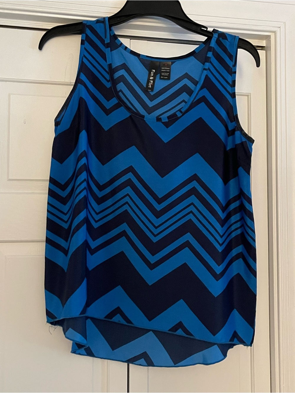 Fun & Flirt Blue Chevron Sleeveless Tank